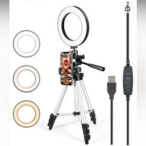 Selfie LED Ring Light with Tripod Stand for Live Stream with Phone Holder NIB